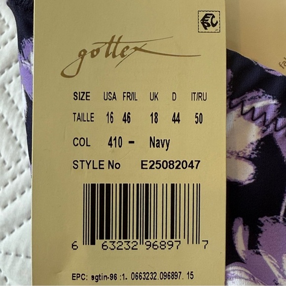 Profile by Gottex Printed Bandeau Swimdress Size 16 Navy - Picture 8 of 11